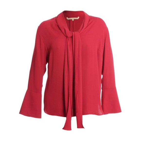 NWT Womens Plus Size 0X Rachel Roy Red Curvy Trendy Tie Neck Blouse - Picture 2 of 3
